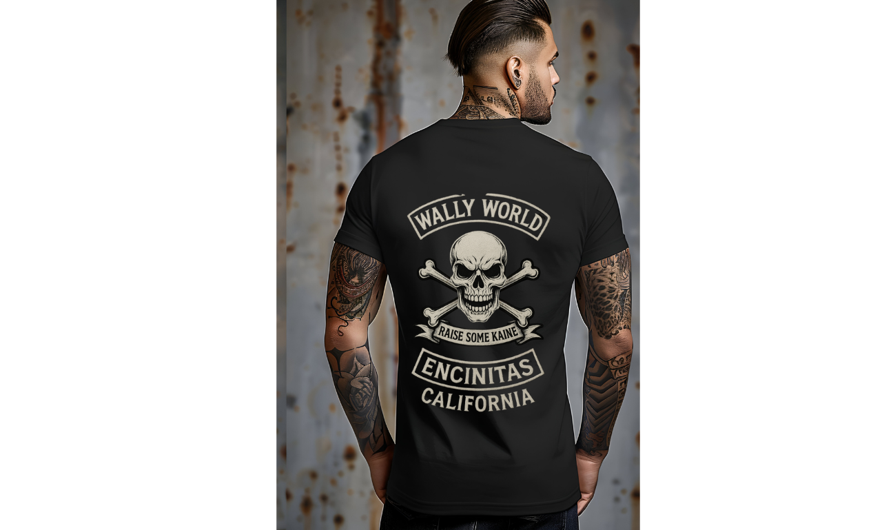 Biker Wally World T-Shirt - 'Raise Some Kaine' Encinitas, California Design