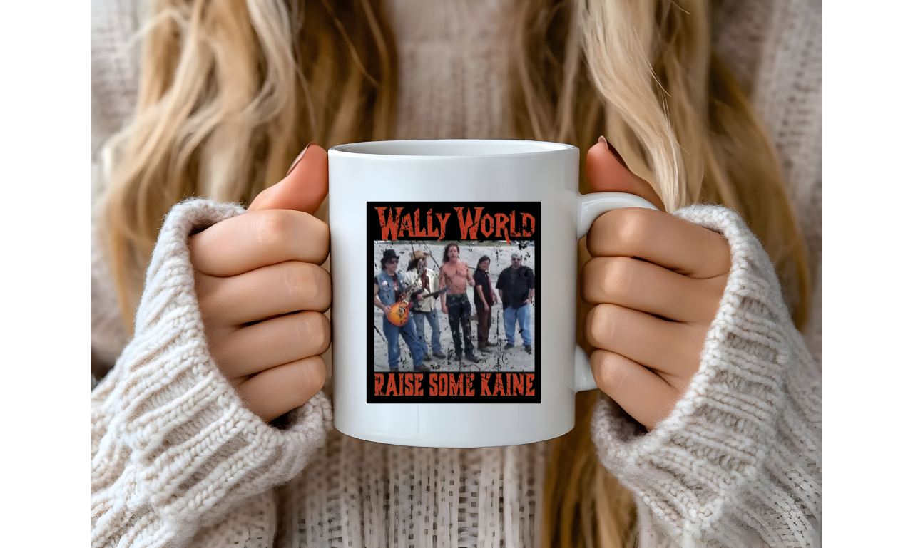 WALLY WORLD Ceramic Mug – Bold Band-Style Design, 11oz Capacity
